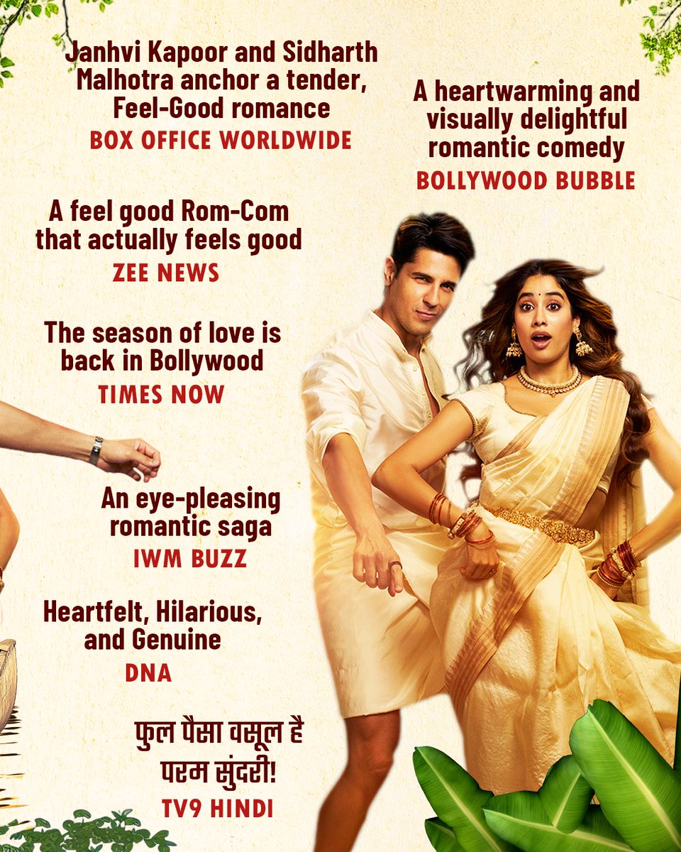 MaddockFilms's tweet photo. Param, Sundari and the love that’s winning it all! ❤️😍

The biggest love story of the year - Param Sundari In Cinemas now!

Book your tickets right way! 🎟️
🔗 - https://t.co/x0AveBKeDA
🔗- https://t.co/DG23kCaBez…

#ParamSundariOutNow  #ParamSundariInCinemas  #ParamSundari https://t.co/xwhYmPK2ZC