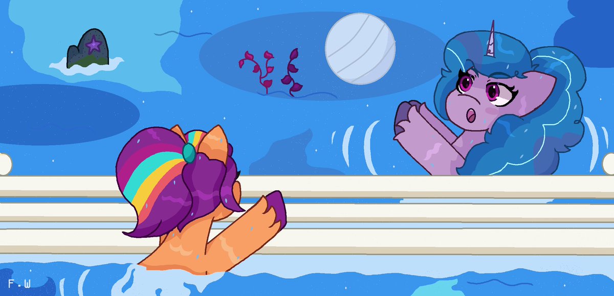 Playing volleyball ball💜🧡
#sunnystarscout #izzymoonbow #mlp #mlpg5 #mylittlepony