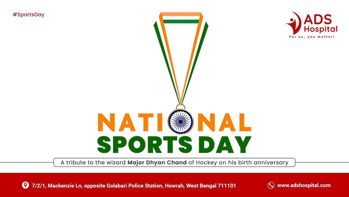 AdsHospital's tweet photo. This #NationalSportsDay, let’s honor the spirit of sports that inspires strength, discipline &amp; good health. 🏅 At ADS Hospital, we stand with fitness &amp; wellness for a healthier tomorrow. 💙 https://t.co/bOkOcPRSQT