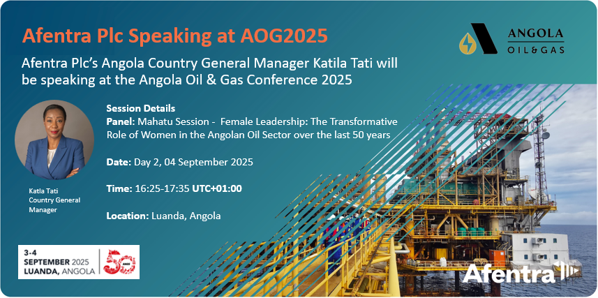 <a href="/AfentraPLC/">Afentra</a>  Country Manager Katila Tati will be speaking at the 50th Angola Oil &amp; Gas Conference 2025 in Luanda next week.

Katilia will join Female Leadership, highlighting women’s vital roles in Angola’s oil sector over the past 50 years.

#AET #AOG25