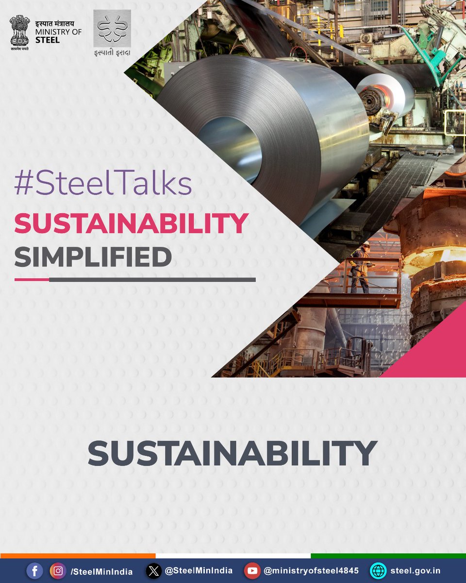 SteelMinIndia's tweet image. #Sustainability: In #steel, sustainability is the approach of #producing and using steel #responsibly, ensuring resource efficiency, lower emissions, and long-term benefits for society and the planet.

Steel is more than strength — it’s the backbone of a greener future. Explore