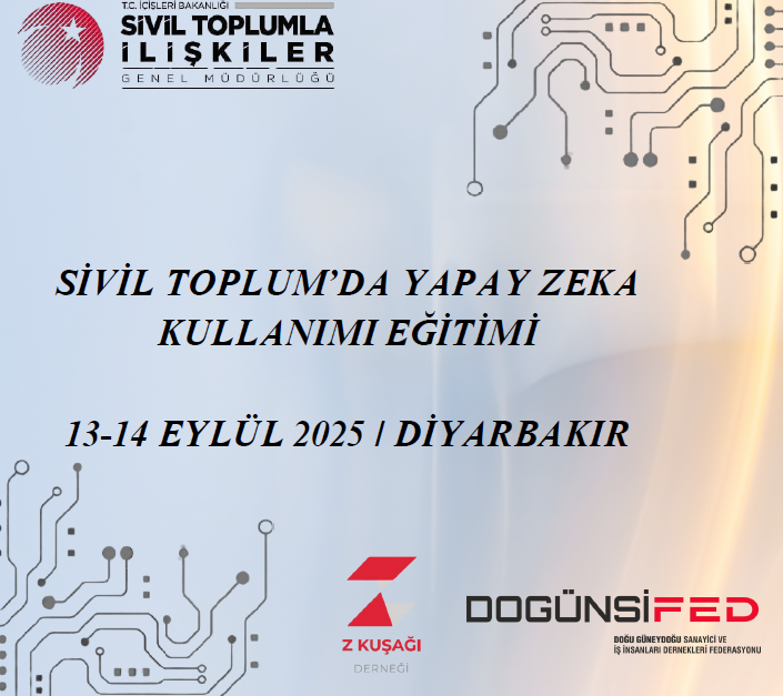 Sivil Toplum'da Yapay Zeka Kullanımı Eğitimleri Başlıyor.  Detaylı bilgi ve Başvuru için: docs.google.com/forms/d/e/1FAI…