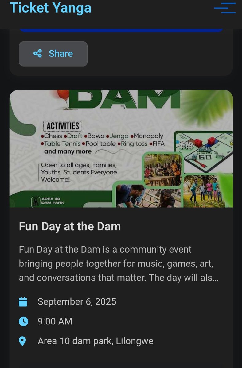 MakeToolie27_'s tweet image. Buy tickets online: ticketyanga.com/checkout.php?e…

#preservemalawiinitiative
#Atthedam
#Funday