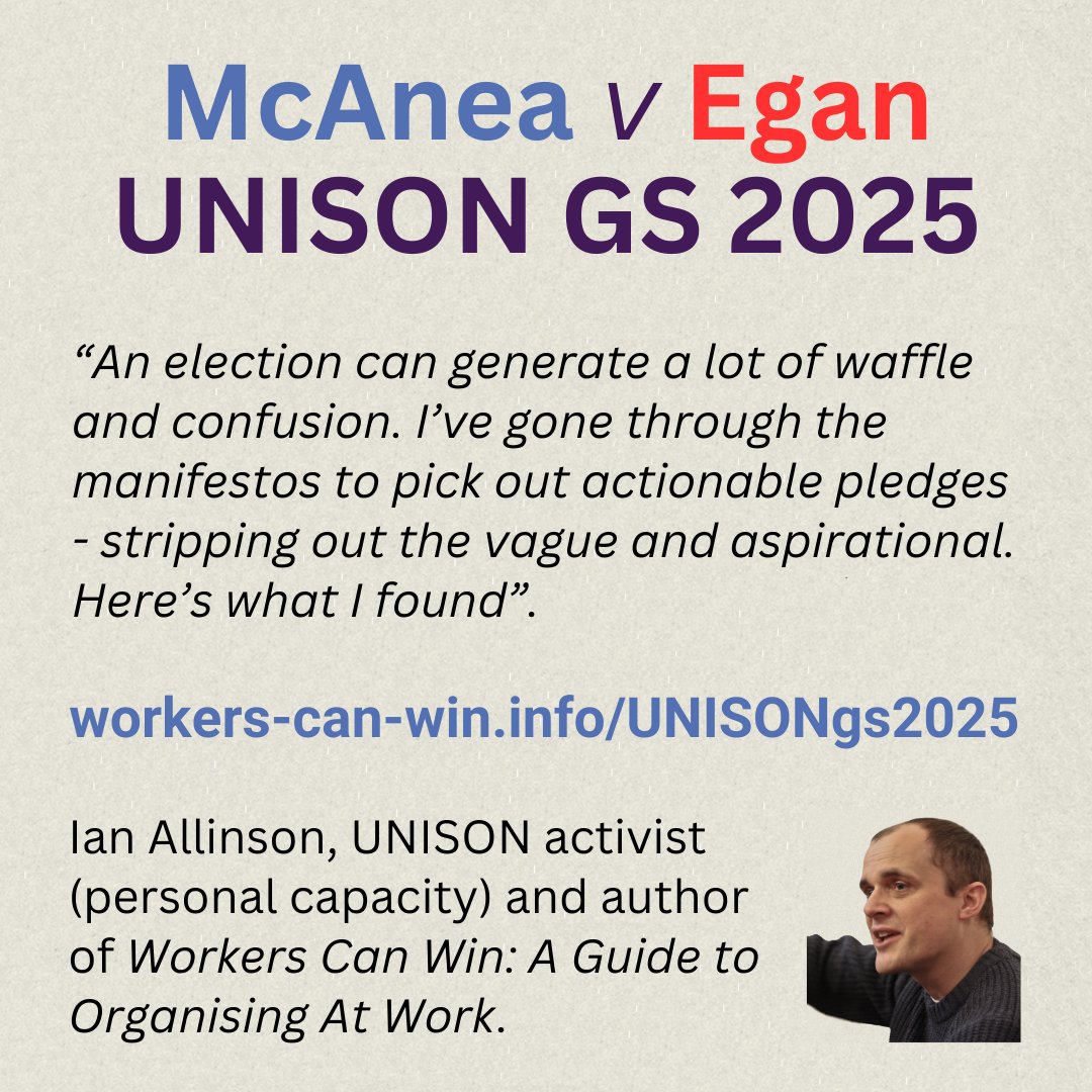 IanAllinson's tweet photo. It looks like there will be just two candidates for UNISON leader – Christina McAnea and Andrea Egan. Elections can generate waffle and confusion. I've picked through their manifestos for actionable pledges – stripping out the vague and aspirational.
https://t.co/6O1KBNEwi3 https://t.co/uXvY7vUkAT