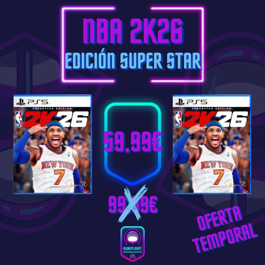 ¡MEGAOFERTA! 🏀🏀🏀

JUEGALO 7 DÍAS ANTES 🎉🎉🎉

Pagas 59,99€ y... ¡Nada más! 😍

NBA 2K26 EDICIÓN SUPER STAR🏀
Juego completo 🎮
En Castellano 🇪🇦
Oficial y con garantía ✅

Preguntas o pedidos por Mensaje 📩
#nba2k #basketball🏀 #PlayStation5