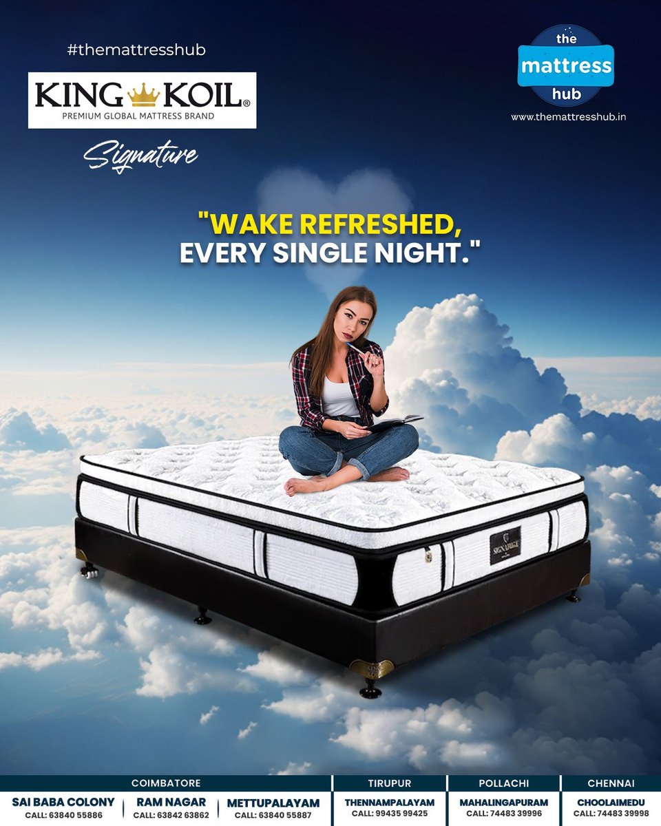 HubMattress's tweet photo. Wake Refreshed Every Single Night – Only at The Mattress Hub.

Sleep Better, Live Better – Only at The Mattress Hub Coimbatore | Tiruppur | Chennai | Pollachi
Call Now: +91- 63840 02400
#mattresssalemettupalayam #TheMattressHub #CoimbatoreMattress #MattressShopping https://t.co/w8ECXE2EZd