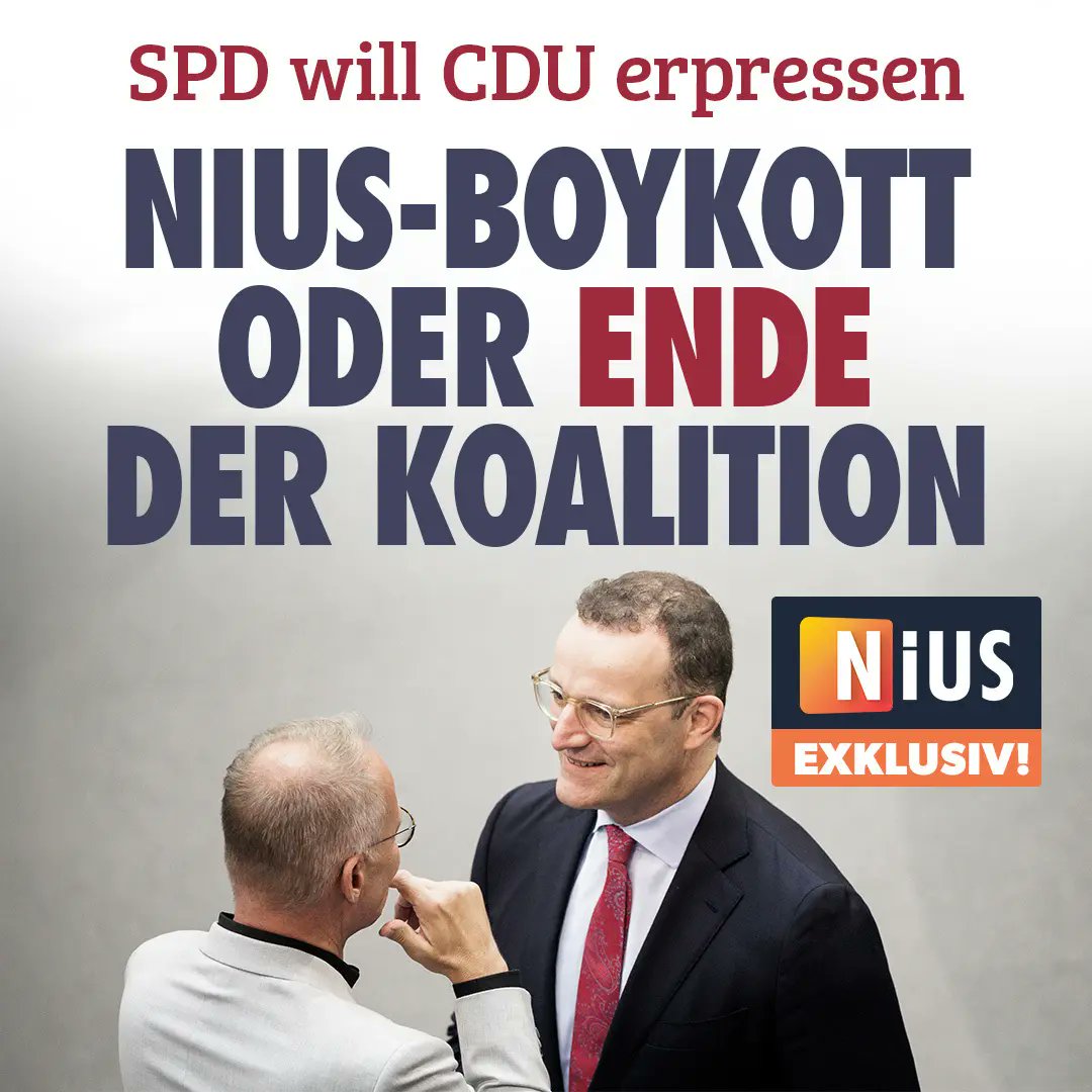 BREAKING NIUS: Die SPD ist über das Scheitern der linken Richterkandidatin Brosius-Gersdorf so wütend, dass man versucht, die Union zu erpressen. So hat nach NIUS-Informationen ein hochrangiger SPD-Vertreter der CDU  dieser Tage offen gedroht: „Wenn Ihr zu NIUS geht, dann