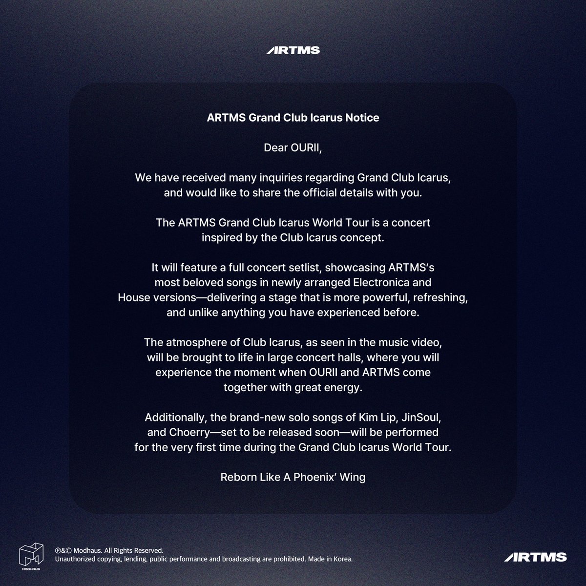 Official ARTMS tweet media