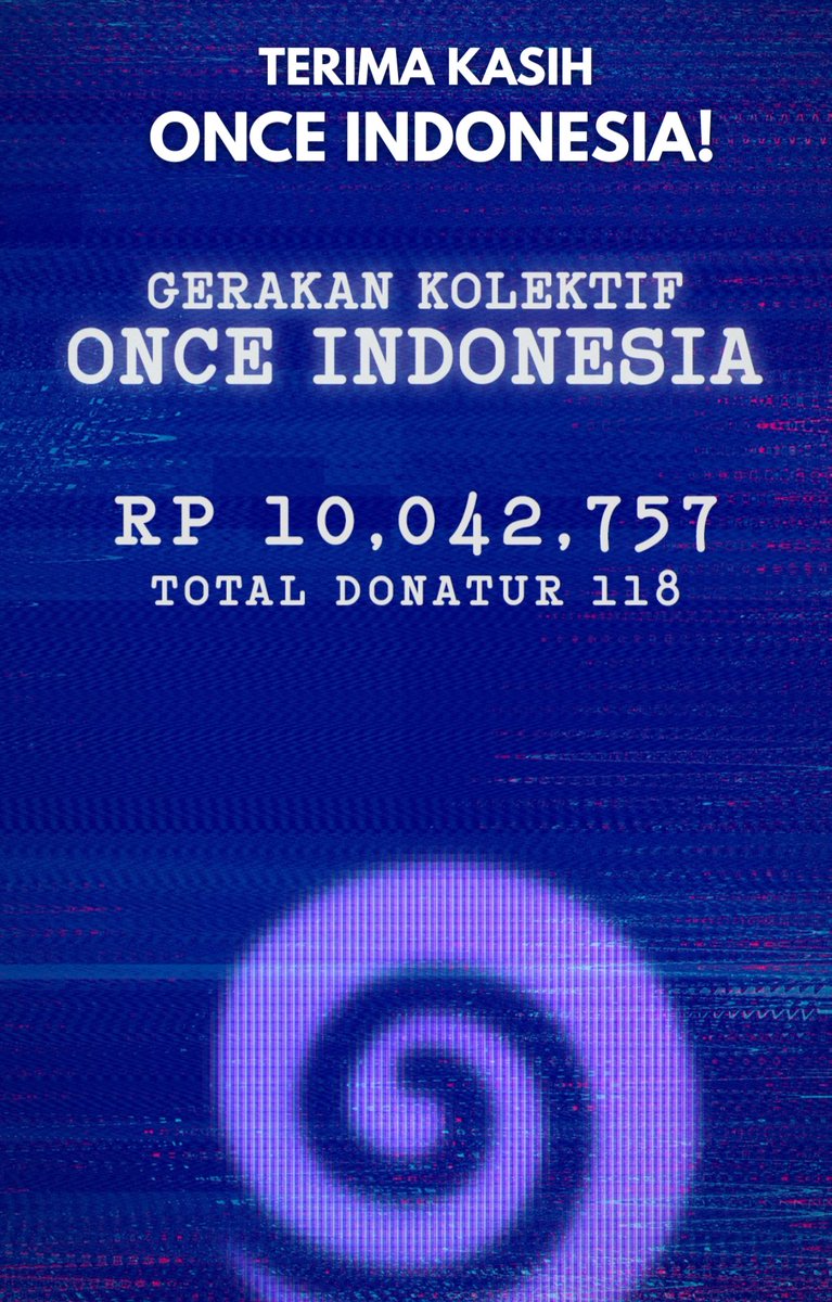 TERIMA KASIH ONCE INDONESIA yang sudah berpartisipasi dalam bentuk donasi maupun menyebarkan informasi. Alhamdulillah per 17.00 sore ini, dengan jumlah donatur sebanyak 118 orang, terkumpul donasi sebanyak 10,042,757 atau 10 juta 42 ribu 757 rupiah.