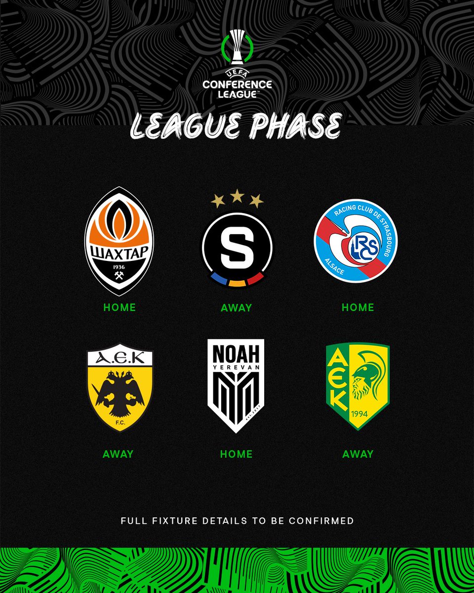 Here is our <a href="/Conf_League/">UEFA Conference League</a> 2025/26 league phase opponents.

#UECLdraw | #UECL