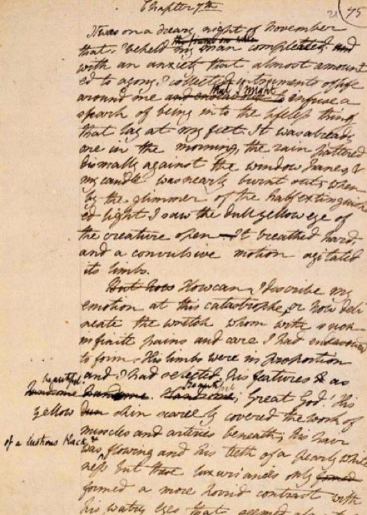 “I began that day with the words 'It was on a dreary night of November," making only a transcript of the grim terrors of my waking dream.”

~ Mary Wollstonecraft Shelley 

1831 Author's Introduction 
Bodleian Library University of Oxford