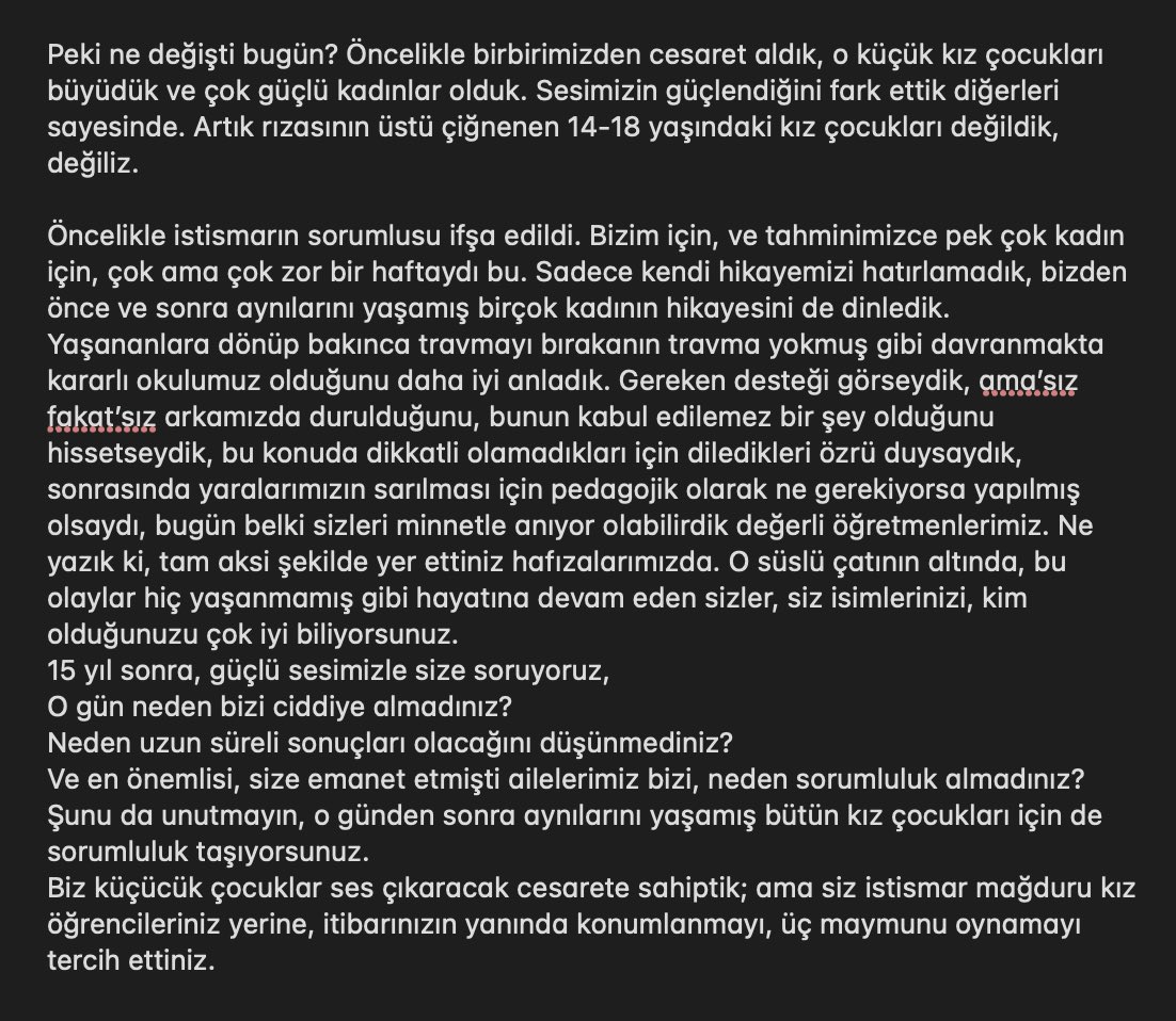 Hazırlık sınıfı için 1.6 milyon TL isteyen İstanbul Saint Joseph Lisesi, oyuncu Tarık Şerbetçioğlu’nun okul çatısı altında kız çocuklarına yaşattıklarını araştıracak, yaralarını saracak kaynağa sahip mi? 15 yıl geç de olsa aksiyon bekliyoruz. <a href="/SusmaBitsin/">Susma Bitsin</a> <a href="/istanbulsj/">Lycée Saint Joseph</a>
