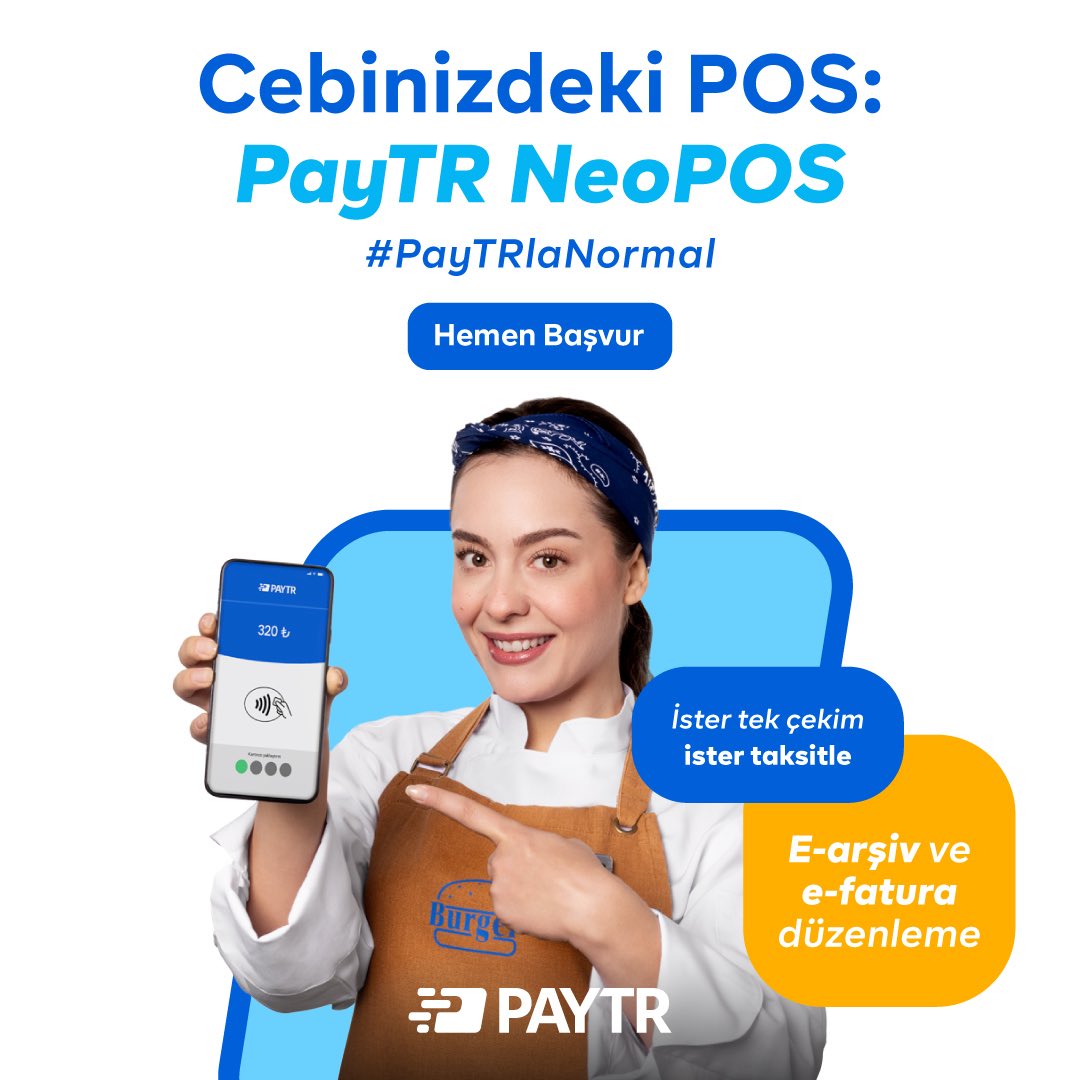 Cep telefonunuzu POS cihazına dönüştürerek dilediğiniz yerden güvenle ve kolayca ödeme almak #PayTRlaNormal 

Hemen başvurmak için linke tıklayın. paytr.com/neopos

#PayTR #PayTRlaNormal #PayTRNeoPOS #NeoPOS #YeniNesilÖdemeÇözümleri #ÖdemeÇözümleri #fintek #fintech #POS