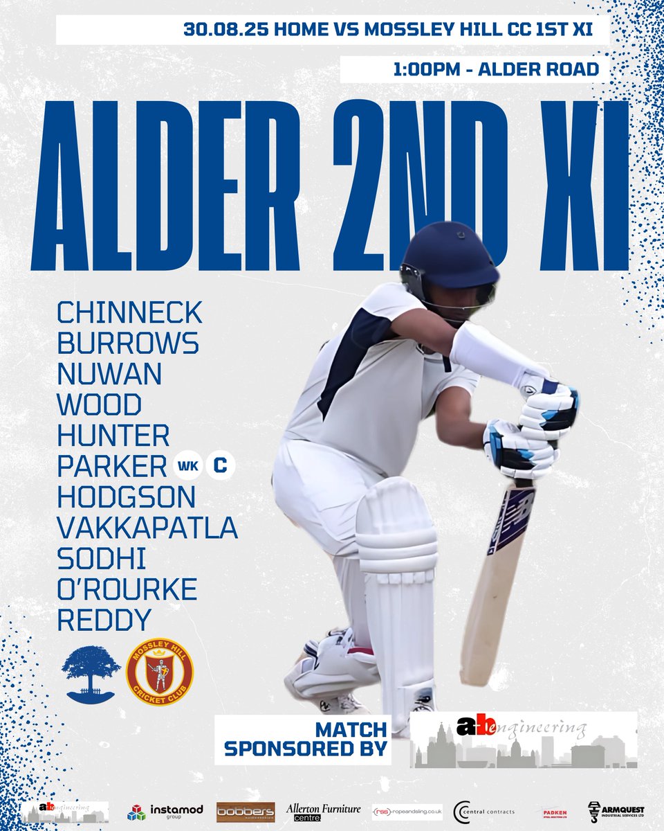 ALDER CC LINEUPS - SATURDAY 30TH AUGUST

1st XI - AWAY vs <a href="/SkelmersdaleCC/">Skelmersdale & Dalton CC</a> 
2nd XI - HOME vs Mossley Hill

Up the Alder!