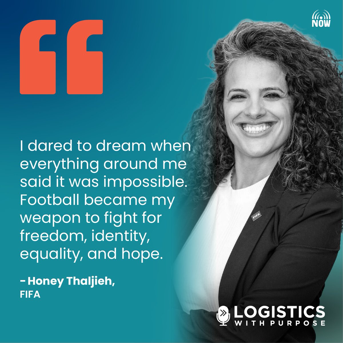 From Palestine to @Fifacom, Honey Thaljieh is proving football can change the world. 🌍⚽
 Hear her story of courage &amp; inclusion on Logistics with Purpose®️ with Enrique Alvarez &amp; Nuria Sierra.

 🎧 hubs.ly/Q03FYksF0