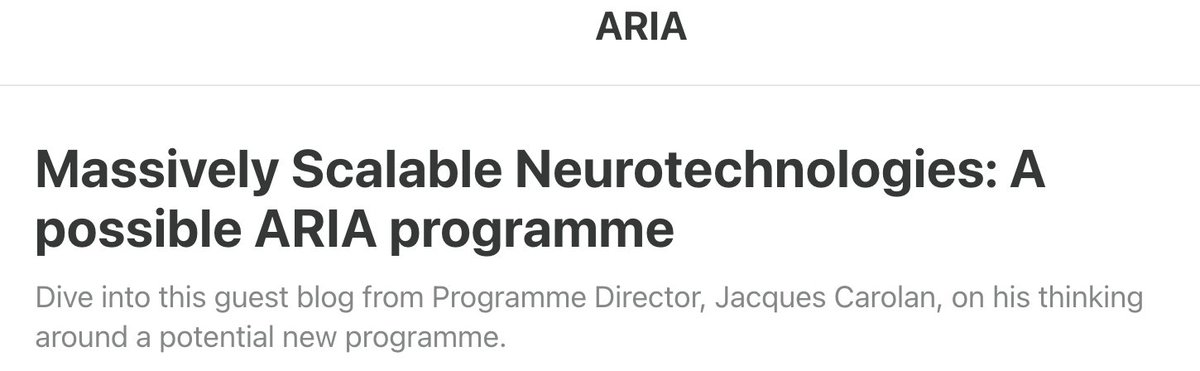 I’ve been thinking a lot about how we scale neurotech.

Current approaches (e.g. DBS for PD) aren’t meeting the need. Emerging ones may fare even worse.

That’s why I’m scoping an <a href="/ARIA_research/">ARIA</a> programme to develop neurotech built for scale.

Check out my post +share feedback!👇