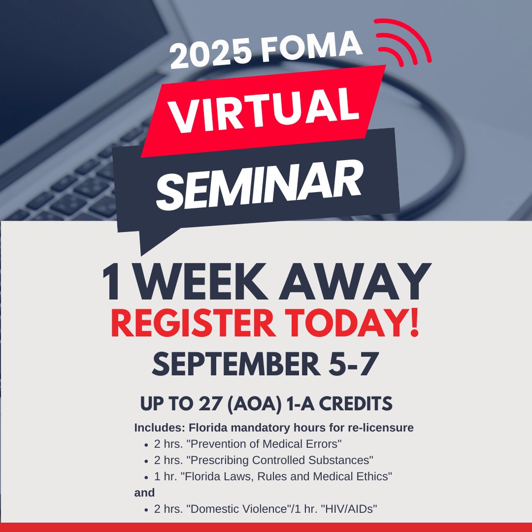 Only 1 week away! Mark your calendars and register today. Register here: foma.org/events/foma-20…