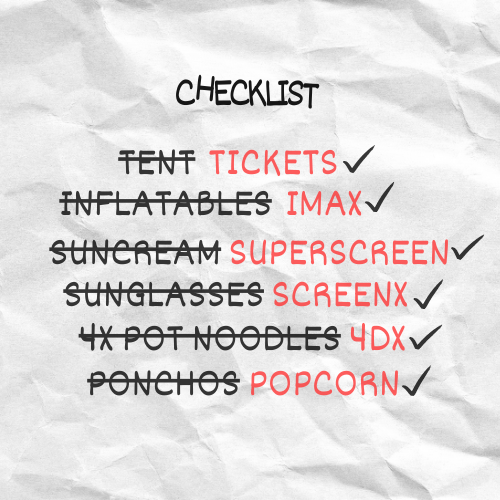 cineworld's tweet photo. LESS THAN 24 HOURS TO GO! 📅
Need help preparing? Here's your Cineworld #BigScreenWeekend checklist, ready for tomorrow! ✅ https://t.co/a8MV25vPHy