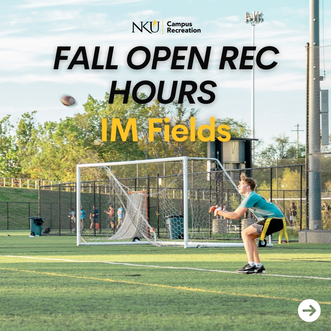 nku_camprec's tweet image. Join us for Open Rec at IM Field 2 this Fall!  Free for all students/members with an ALL CARD or active CRC membership. See you there!

#NKU #CampusRec #OpenRec #NorseUp