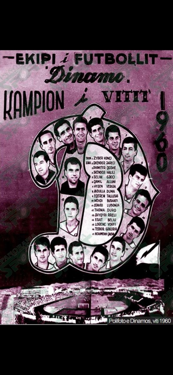 Dinamo Tirana Poster celebrating their 1960 🇦🇱 Kampionati Kombëtar win.

The Story of The Blues chapter contained within Inside the Hermit Kingdom details the club's history.

pitchpublishing.co.uk/shop/inside-he…