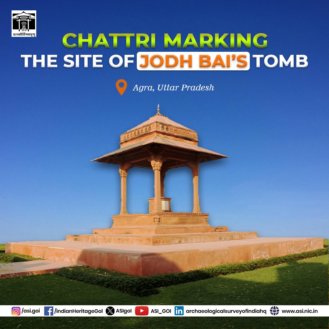 ASIGoI's tweet image. Near Khawaja-ki-Saria, along the old Malpura–Fatehpur Sikri road, lies a Chattri that marks a poignant chapter of #Mughal history. It commemorates the tomb of Jodh Bai (not to be mistaken for Jodha Bai), #Rajput queen of #Jahangir and mother of Shah Jahan. She died in 1619 CE.