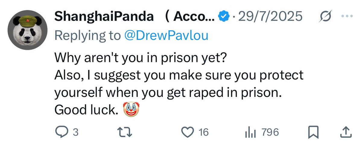 Evil communist: “Teehee I hope Drew gets raped in prison LOL!!!!”

*immediately fucking dies*

What did God mean by this?