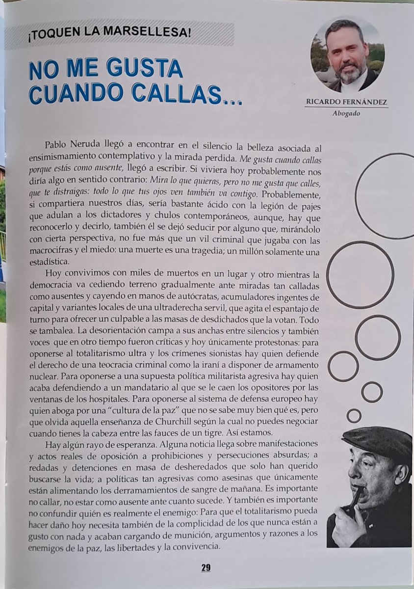 Comparto mi colaboración en el número veraniego de "Tiempo de 🍒".
No me gusta cuando callas...