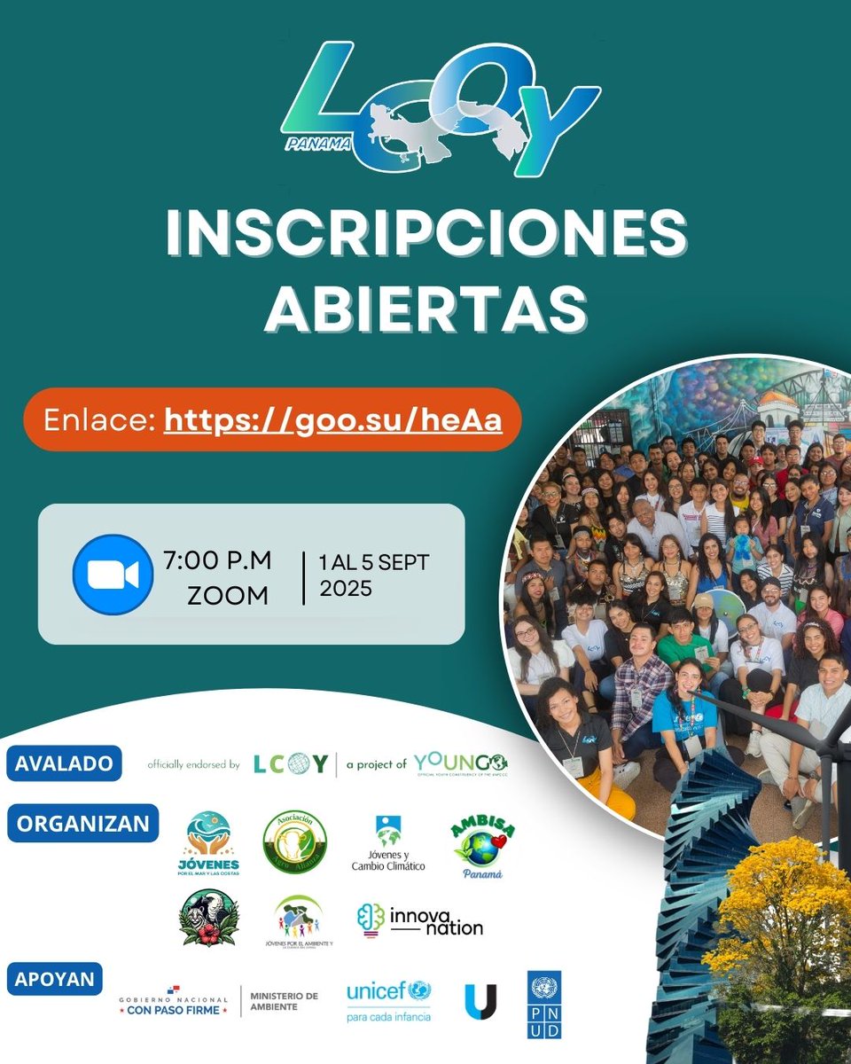 Si eres un joven entre 15 a 35 años preocupado por el ambiente y el cambio climático, entonces no te puedes perder las capacitaciones virtuales de la LCOY PANAMÁ 2025
INSCRIPCIÓN 🌡🌎goo.su/heAa