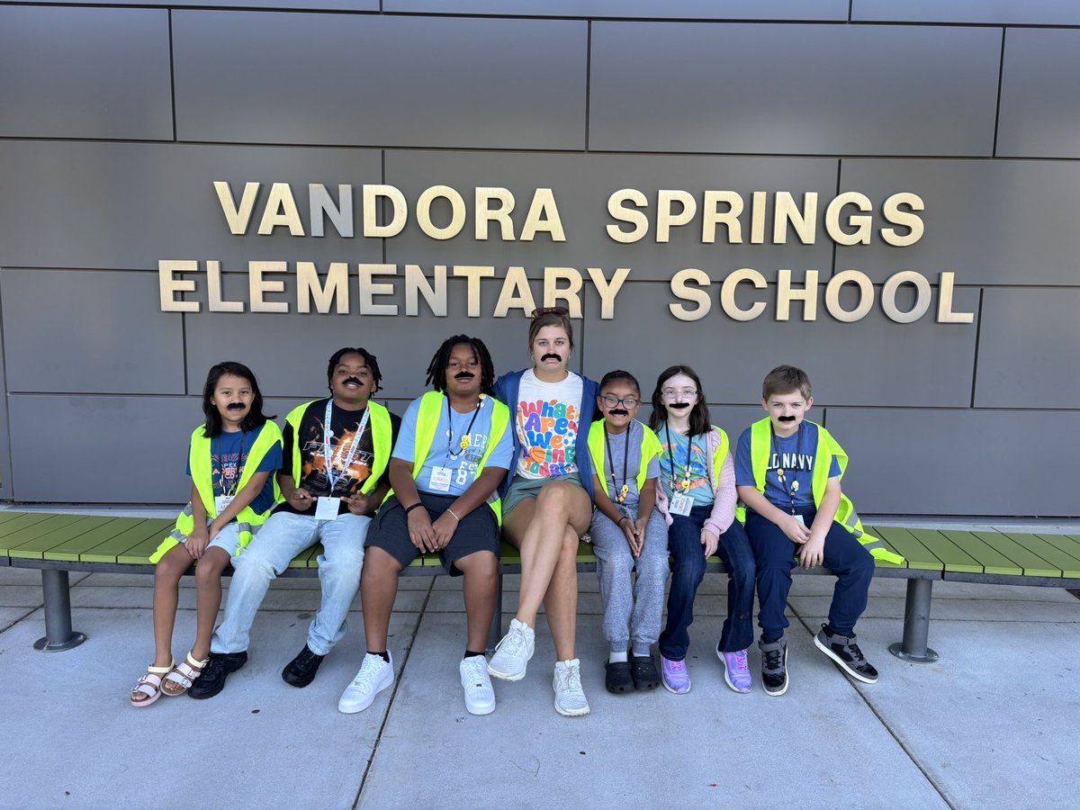 Week 1 in the books! Today is “mustache FriYAY” for our safety patrollers let by the one and only <a href="/VSE_PE/">Ms. Schuh</a>! 🦅 
<a href="/MrsRCurtis/">Rhonda Curtis</a> <a href="/ambbyars/">Ashley Byars</a> <a href="/SEasternArea/">WCPSS Southeastern Area</a>