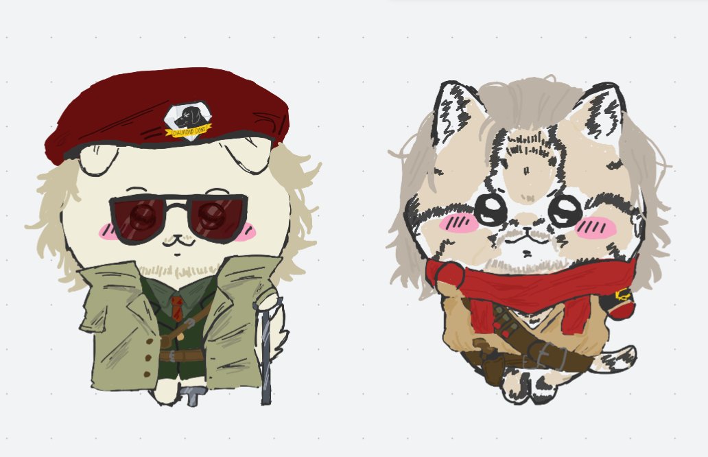 MageMonaca's tweet photo. I turned ocelot and kaz into chiikawa but I invented new chiikawa species just for them 💖 
If someone wants me to turn their mgs fav into one I will 🙏 https://t.co/DI4USEijaC