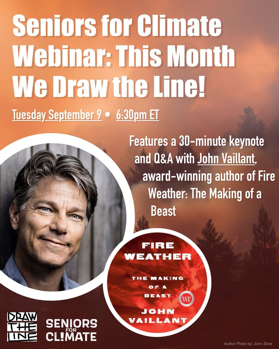 Below2C_'s tweet image. 🔥Canada is burning - 700+ wildfires are raging across the country — threatening homes, health, and our future. Join Seniors For Climate for a special webinar with John Vaillant author of Fire Weather. 
Registration: us02web.zoom.us/webinar/regist… 
#LaterIsTooLate #SeniorsForClimate