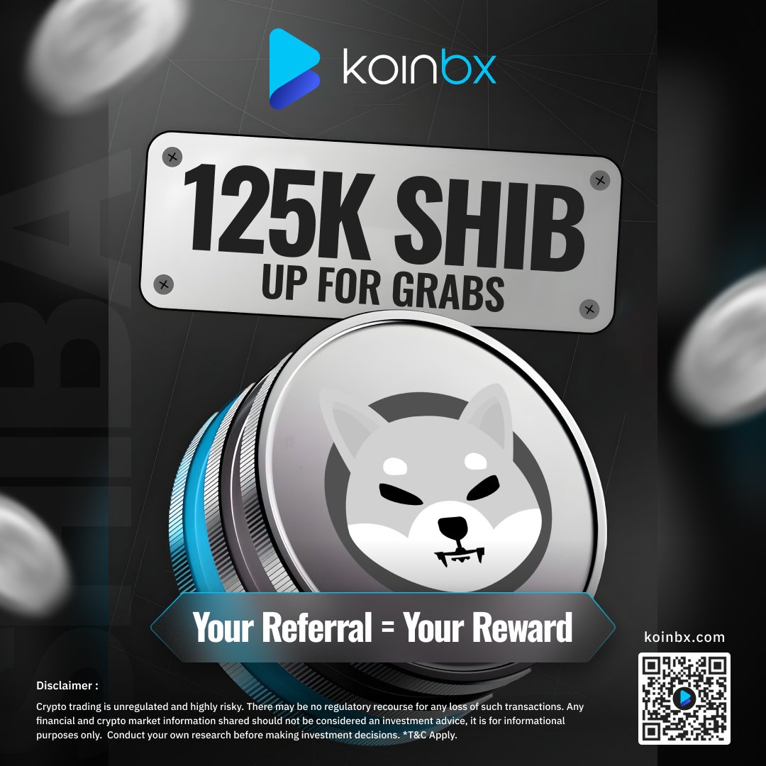 Every move counts! 
Register, deposit, trade, and invite your friends to unlock 125,000 <a href="/Shibtoken/">Shib</a>  in rewards.
The faster you play, the bigger you win. 
#KoinBX #SHIBBonanza #CryptoJourney #TradeCrypto #ShibaInuRewards