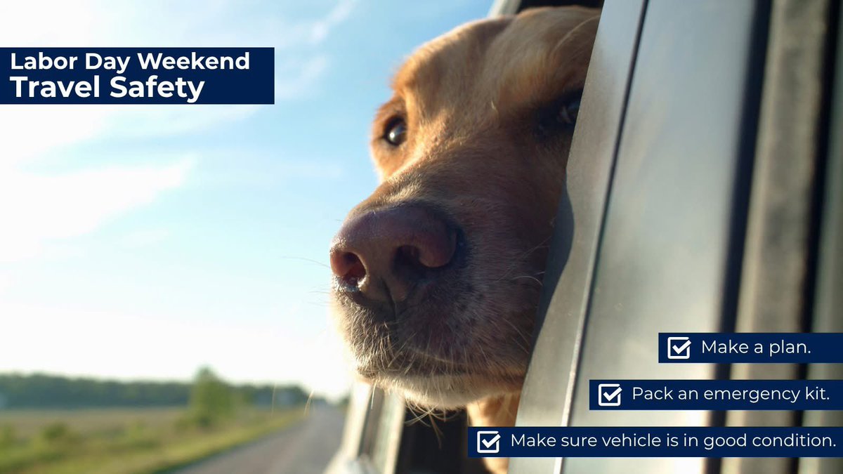 Traveling this Labor Day weekend? Before you hit the road, take a few minutes to make sure you and your family are prepared:
-Make a plan and be aware of the weather conditions.
-Pack an emergency kit.
-Make sure your vehicle is ready for the road.
#Travel #LaborDay
