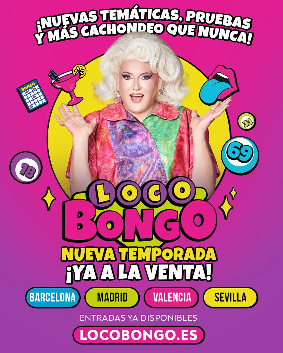 😍¡Nueva temporada, nuevas temáticas, y más cachondeo que nunca! 🤩 🎟️ Ya están a la venta todas las fechas y ciudades (habituales) de Loco Bongo para esta temporada en locobongo.es