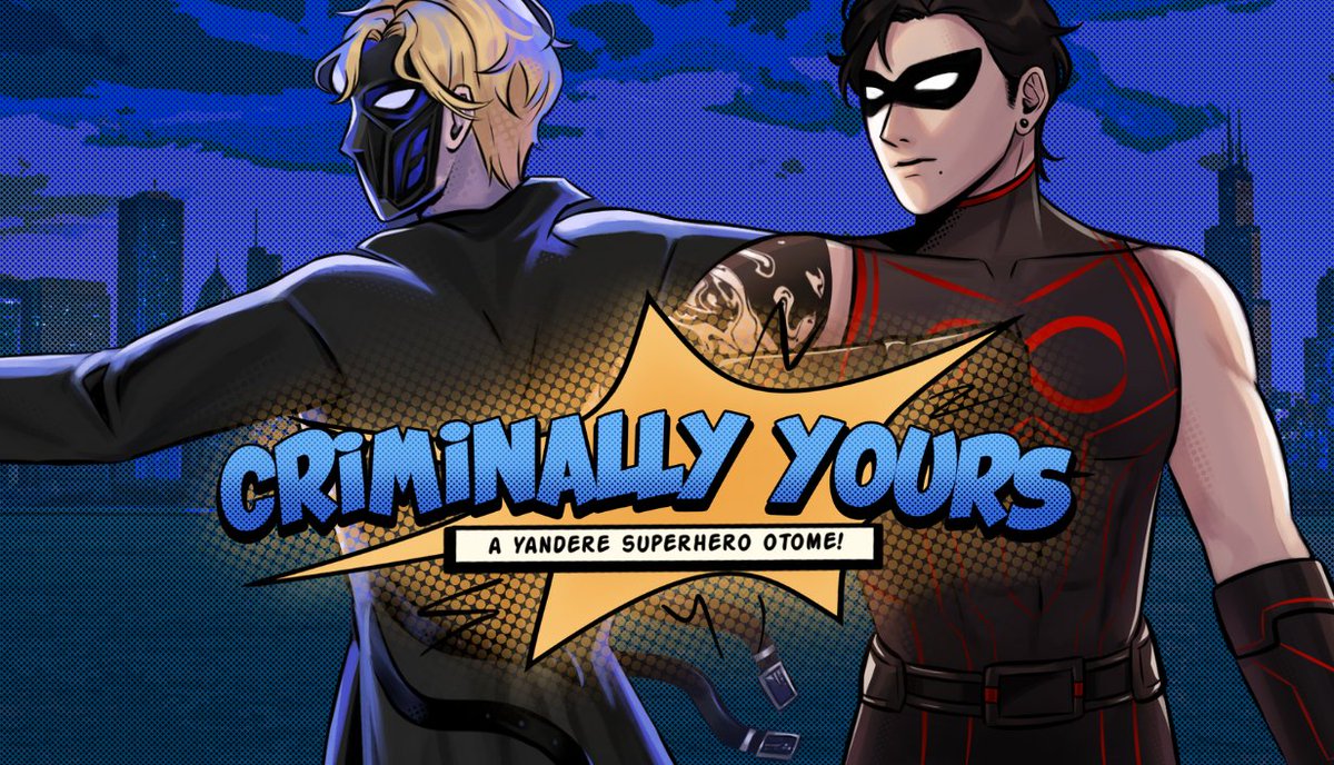 #CriminallyYoursVN Full Release Out NOW!  

Our Yandere superhero themed enemies to lovers romance visual novel is now fully out! 💥 
  
Fully voiced acted, 2 routes, and many choices!👁️

There has never been a better time to play‼️
meant-to-bee-studios.itch.io/criminally-you…