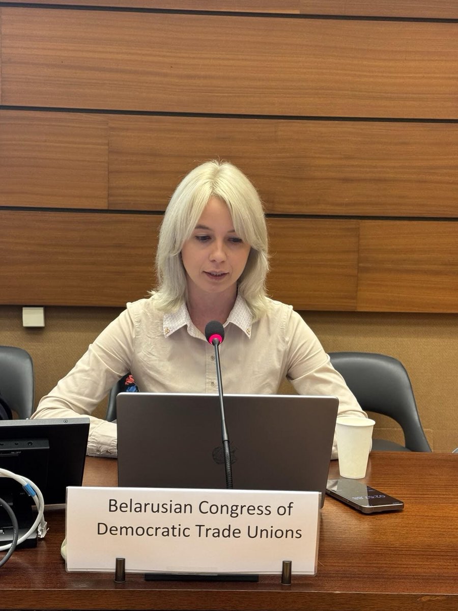 UPRinfo's tweet image. #PS50 BKDP addressed the lack of freedom of association in labour relations, the non-cooperation with ILO &amp;amp; the state-run system of forced labour in prisons and medical-labour treatment centers. They call on #Belarus to restore all trade unions &amp;amp; end repression against workers.