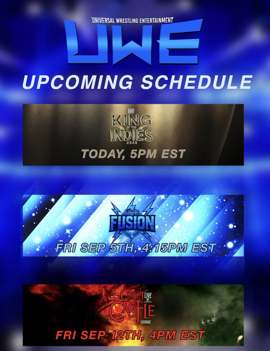 Upcoming UWE affiliated  Events.

Make sure you tune into IWA King of The Indies Tonight..

#UWE2025