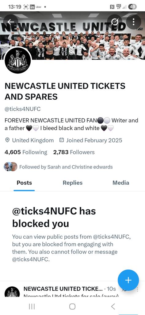 Gaz093's tweet photo. This account is a scammer ripped someone off i know. Reported to X with nothing done #NUFC https://t.co/f7LqU9UghU