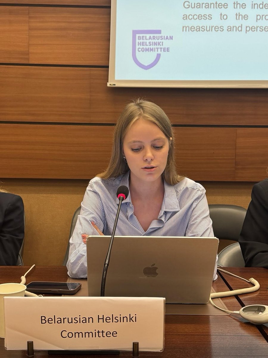 UPRinfo's tweet image. #PS50 Belarusian Helsinki Committee advocated for #freedom of assembly and association, for independent media and #FairTrial. They call on #Belarus to end the forced liquidation of #CSOs, end the repression of journalists and ensure the independence of the judiciary.