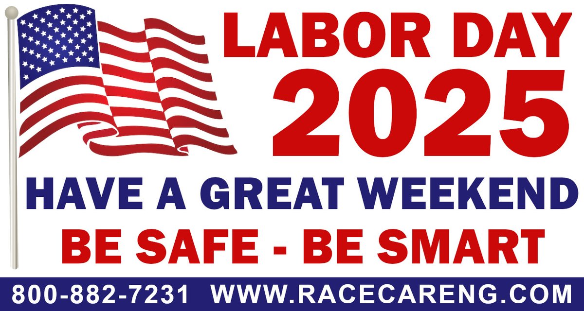 Racecar Engineering will be closed on Monday, Sept-1st for the Labor Day holiday. Normal business hours resume on Tuesday, Sept-2nd. We wish everyone out there a very safe &amp; fun holiday weekend.  And if you can folks, take a kiddo or first-timer to a race track or car show.