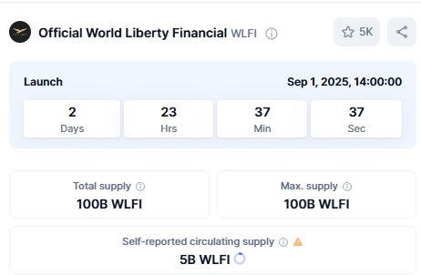BokuMedita25577's tweet image. BREHKING $WLFI NEWS!!

CoinMarketCap reports 5B $WLFI circ. supply.

Plus COUNTDOWN!!!

Bullish!!