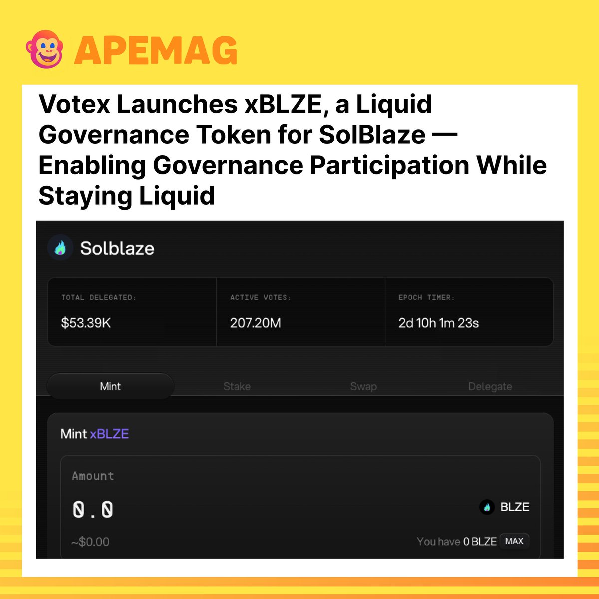 Votex xBLZE launch announcement for SolBlaze