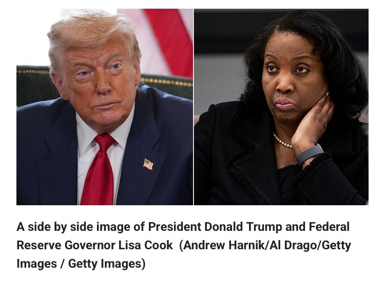 The arrogance of government employees to demand that their boss keep them employed even when they are not performing up to standards or have broken a law!

‘Cook said she would not resign from her post at the Federal Reserve, the world’s most powerful central bank. "I will