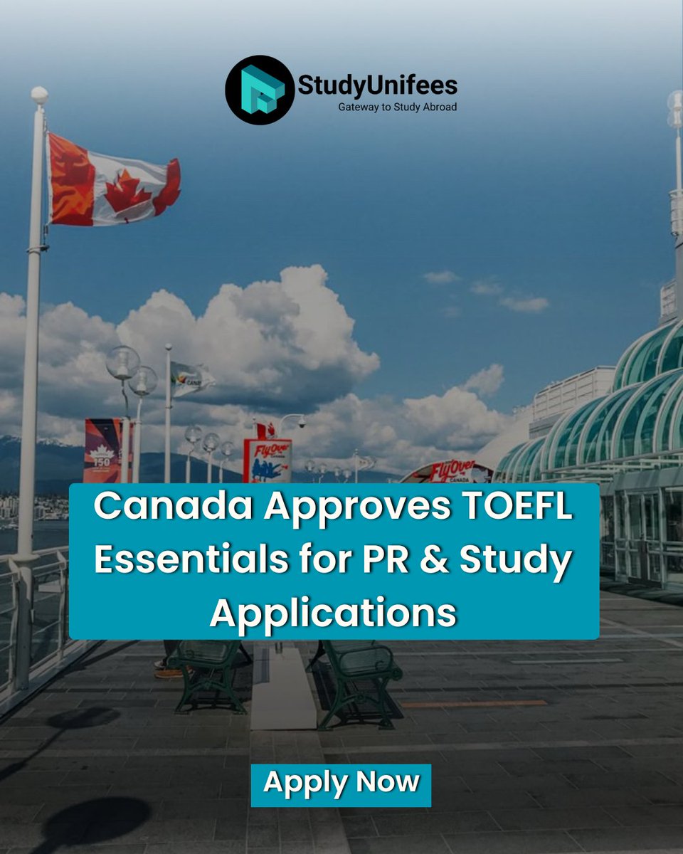study_unifees's tweet photo. 🚨 Canada Update! 🇨🇦
TOEFL Essentials is now accepted for PR & study visa applications! 🎓✈️
Your Canadian dream just got closer. Let Study Unifees guide you.
👉 Apply now!
#TOEFLEssentials #CanadaPR #StudyInCanada #StudyAbroad #CanadaDream https://t.co/TcnFwBk2Ca
