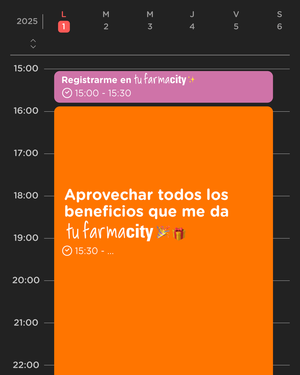 Tu día en dos simples pasos:
1️⃣ Registrarte en Tu Farmacity.
2️⃣ Aprovechar los beneficios todo el día.
👉 Una acción simple que suma siempre.
