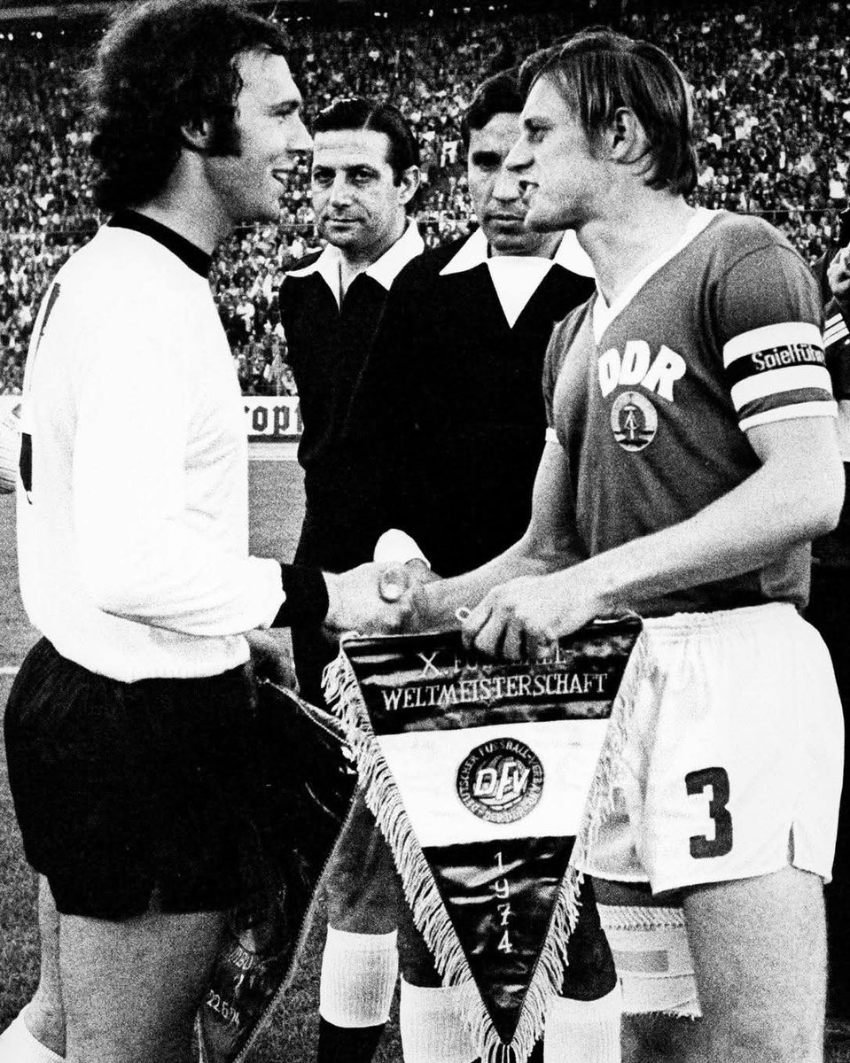The meeting of the two Germanys 🇩🇪 - West &amp; East - at the #Volksparkstadion, #Hamburg #WorldCup1974 captured in magnificent monochrome.