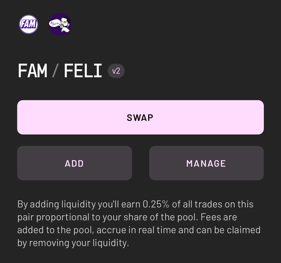 famversedotxyz's tweet image. ⚡️🧃 NEW LP JUST DROPPED 🧃⚡️

The FamVerse meets @byefelicia_algo… and things just got juicy. 👾

💜 $FAM = slime-fueled power
👋 $FELI = bags waving “bye”
🔮 Together = liquidity unleashed 🚀

Big moves? ✅ You’re in the right place.

A huge shout out to @felseles 🙌

🧪…