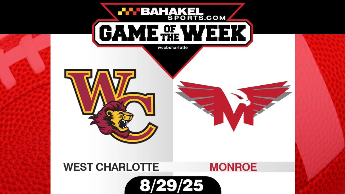 Daron Vaught (@daronvaught) on Twitter photo Both won state championships last year and are looking to do the same in 2025.
<a href="/DubCFootball/">West Charlotte Lions Football</a> at <a href="/Monroe_Redhawks/">Monroe Redhawks Football 🏈</a>.
TONIGHT at 7p on <a href="/WCCBCharlotte/">WCCB Charlotte</a> & <a href="/BahakelSports/">Bahakel Sports</a>! Both won state championships last year and are looking to do the same in 2025.
<a href="/DubCFootball/">West Charlotte Lions Football</a> at <a href="/Monroe_Redhawks/">Monroe Redhawks Football 🏈</a>.
TONIGHT at 7p on <a href="/WCCBCharlotte/">WCCB Charlotte</a> & <a href="/BahakelSports/">Bahakel Sports</a>!