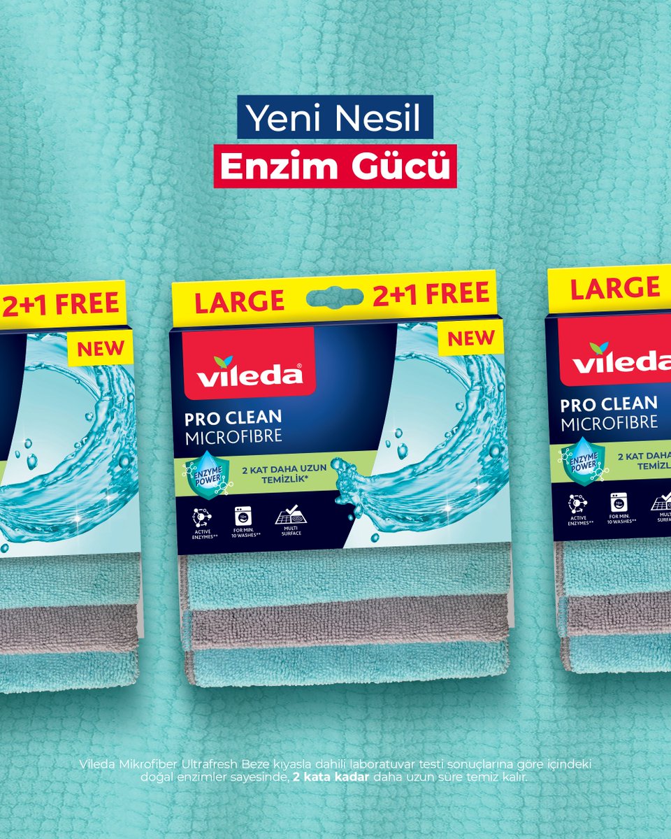 ViledaTR's tweet image. Gücünü enzimden alan bir bez düşünün… 

Kirle temas ettikten sonra aktif hale gelen enzimler sayesinde kendini 2 kat daha uzun süre temiz tutuyor. 

Yeni nesil enzim gücüne sahip Vileda Mikrofiber Bez ile temizlik artık daha kolay! 
#Vileda #ViledaTürkiye #ProClean #YeniNesilBez