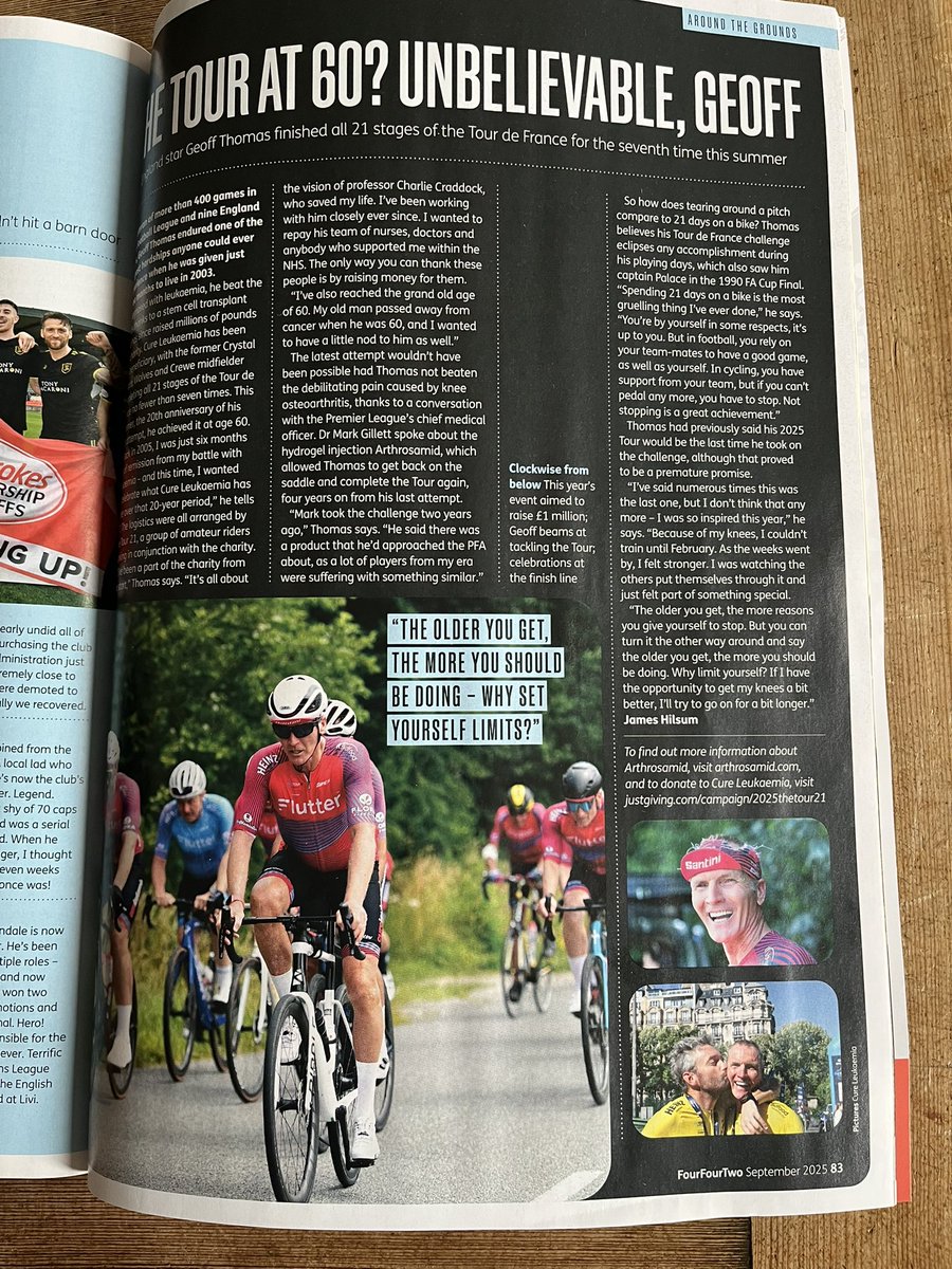 Contura Orthopaedics Ltd (@conturaltd) on Twitter photo <a href="/GeoffThomasGTF/">Geoff Thomas MBE</a> just completed all 21 stages of <a href="/TheTour21/">The Tour 21</a> for the seventh time, raising funds and awareness for <a href="/CureLeukaemia/">Cure Leukaemia</a>. Full feature is available to read in <a href="/FourFourTwo/">FourFourTwo</a> magazine today. <a href="/GeoffThomasGTF/">Geoff Thomas MBE</a> just completed all 21 stages of <a href="/TheTour21/">The Tour 21</a> for the seventh time, raising funds and awareness for <a href="/CureLeukaemia/">Cure Leukaemia</a>. Full feature is available to read in <a href="/FourFourTwo/">FourFourTwo</a> magazine today.